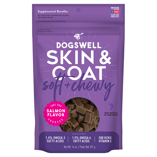 Dogswell Skin & Coat Soft & Chewy Treats, Salmon 14oz