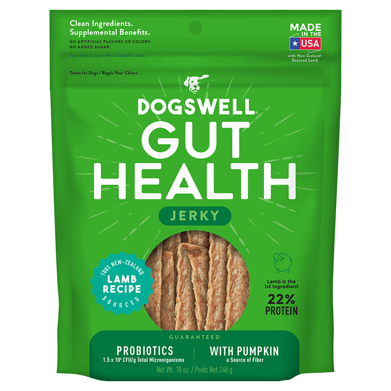 Dogswell Gut Health Jerky Treats, Lamb 10oz