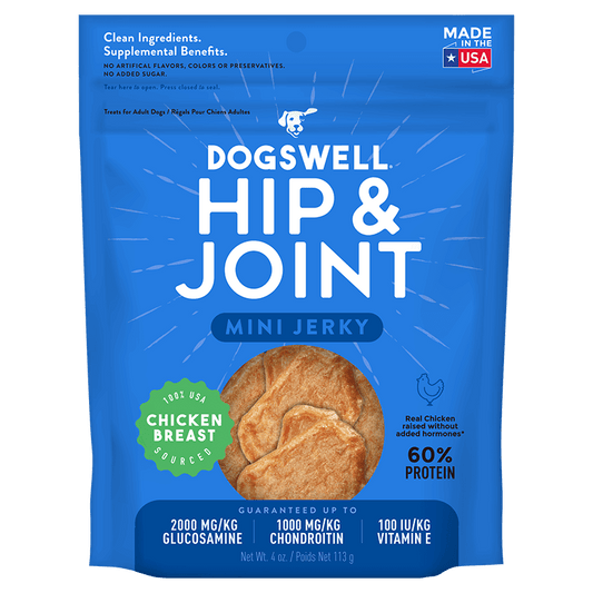 Dogswell Hip & Joint Mini Jerky Treats, Chicken Breast 4oz