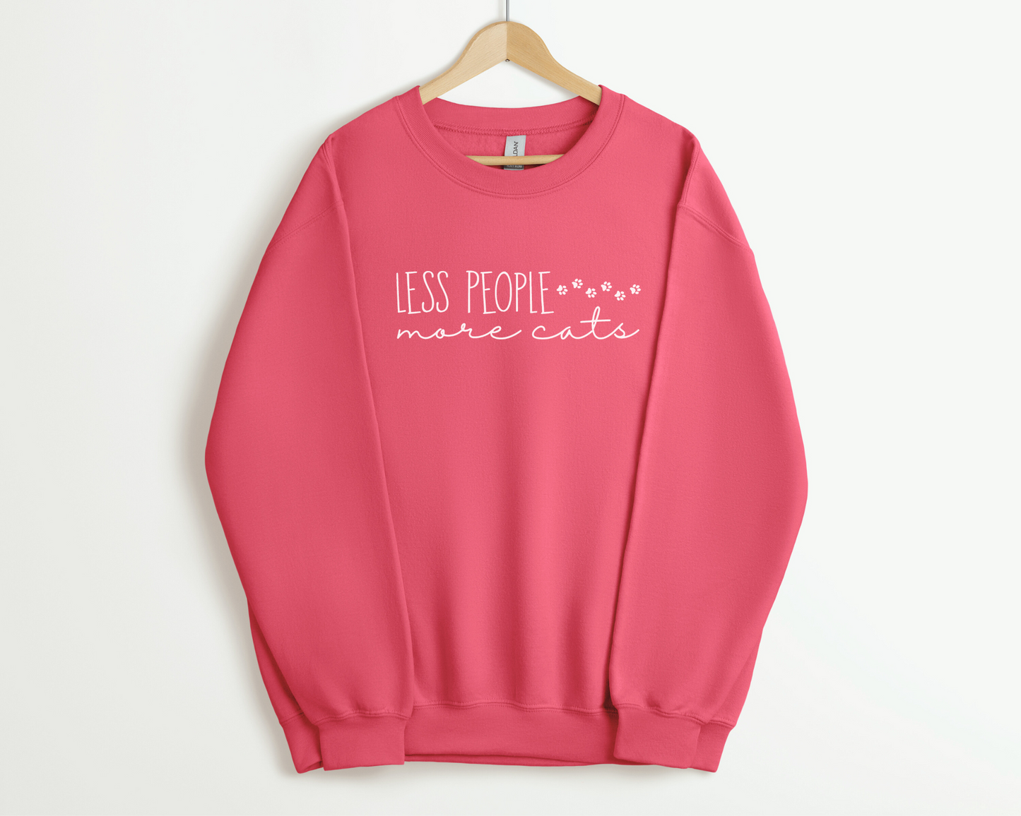 Less People More Cats Sweatshirt, Pink Lemonade