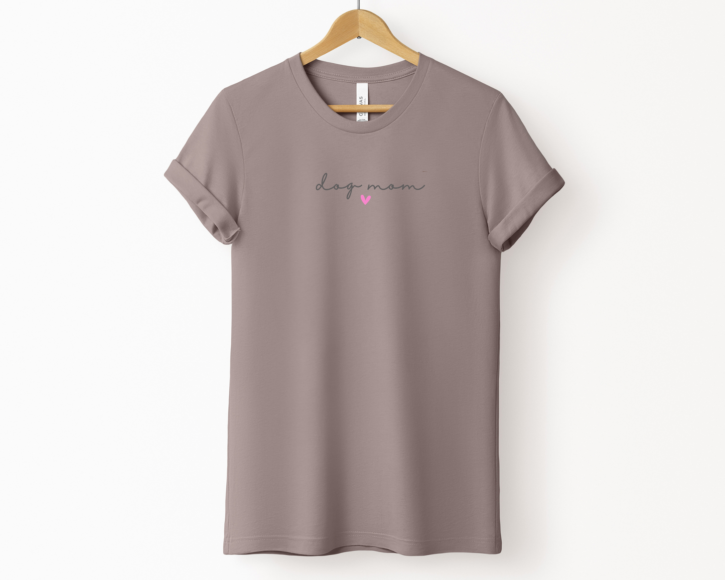 Dog Mom (Heart) T-shirt, Pebble Brown