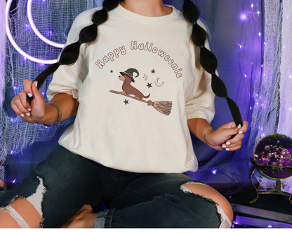 [Clearance 30%] Happy Halloweenie Crewneck T-shirt, Ivory