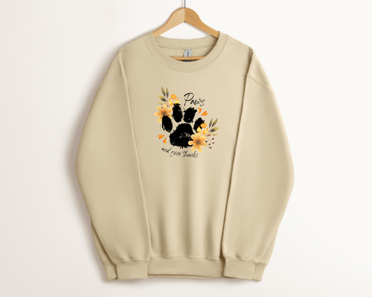 Paws and Give Thanks Sweatshirt, Sand