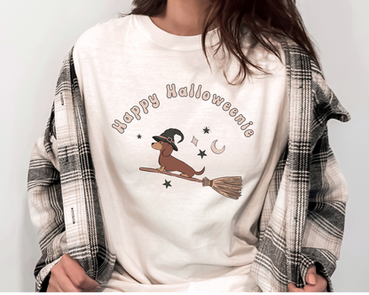 [Clearance 30%] Happy Halloweenie Crewneck T-shirt, Ivory