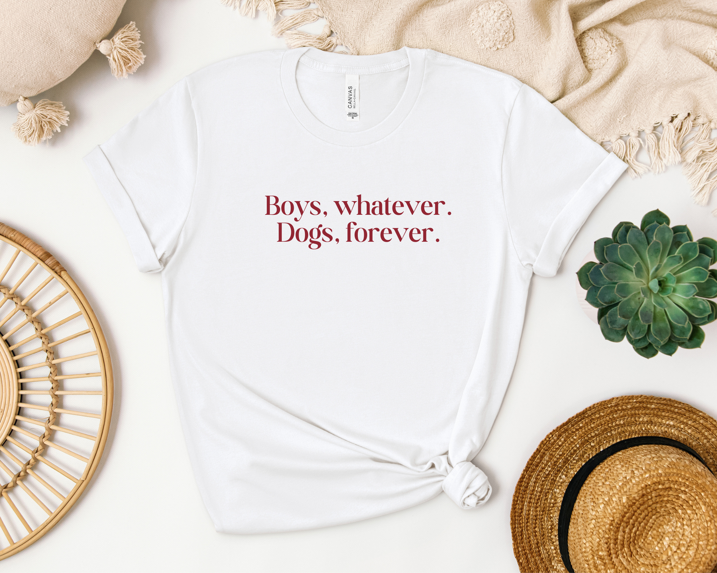 Boys, Whatever. Dogs, Forever T-shirt, White