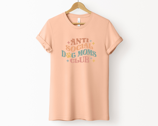 Anti Social Dog Moms Club T-shirt, Peach