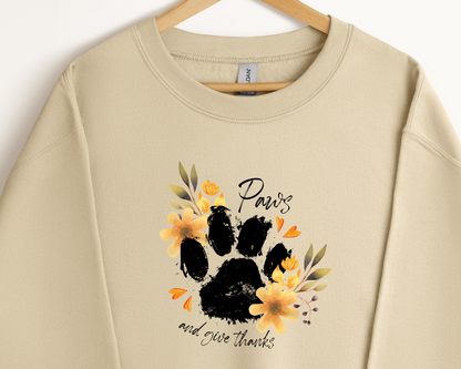 Paws and Give Thanks Sweatshirt, Sand