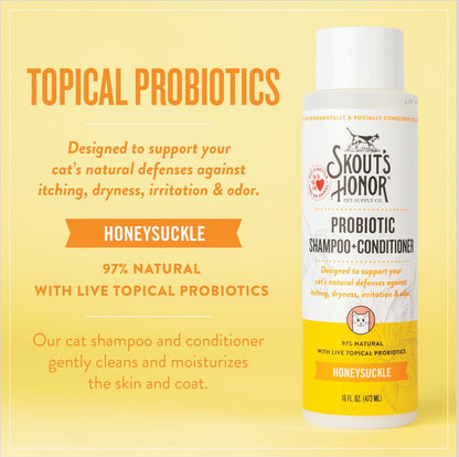 Skout's Honor Probiotic Cat Shampoo + Conditioner Honeysuckle (16oz)