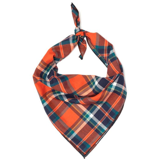 Orange/Navy Plaid Bandana