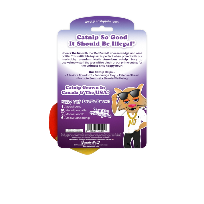 Meowijuana | Get Paired Wine & Cheese Cat Toys, 2 Pack