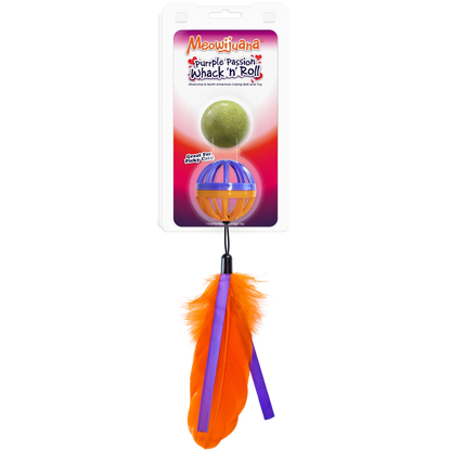 Whack 'n' Roll Purple Passion Compressed Catnip Ball with Cage