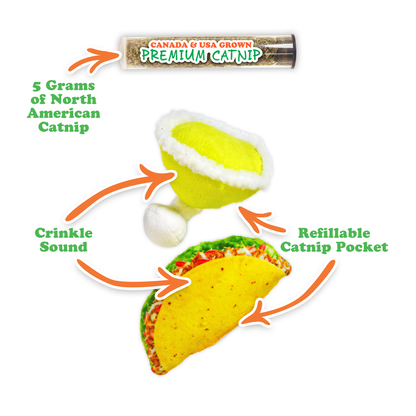 Meowijuana | Get Spicy Taco Margarita Catnip Toys, 2 Pack