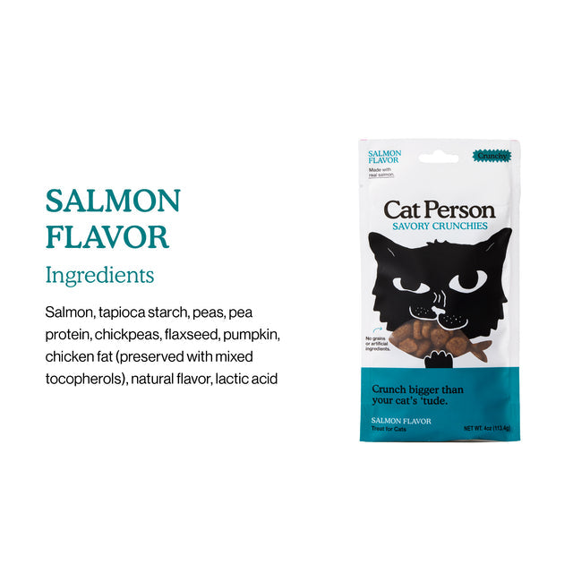 Cat Person Salmon Savory Crunchies Cat Treats, 2oz