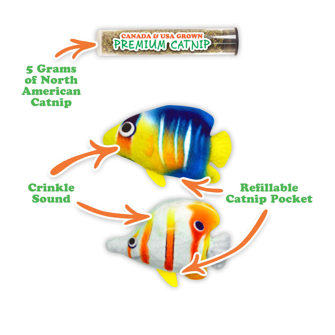Get Bubbly Tropical Fish Refillable Catnip Cat Toy