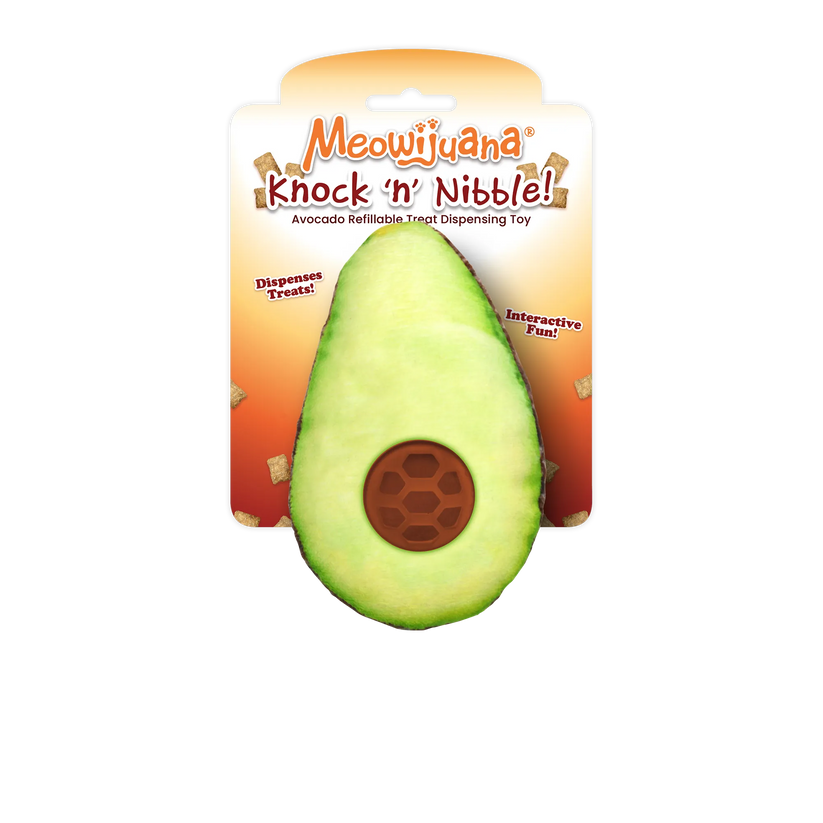 Knock 'n' Nibble Avocado Refillable Treat Dispensing Cat Toy