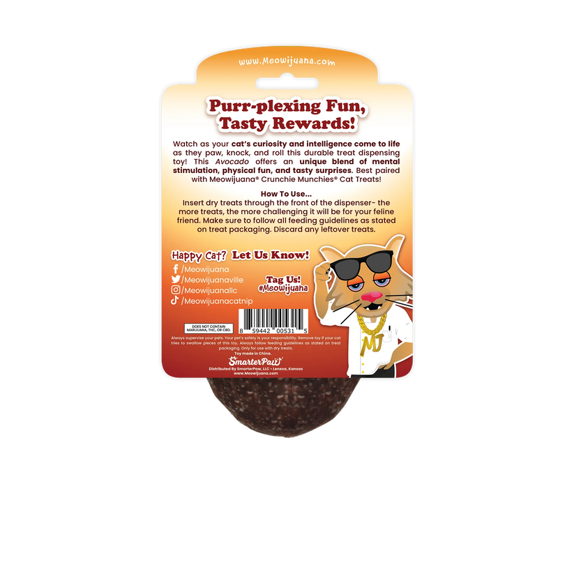 Knock 'n' Nibble Avocado Refillable Treat Dispensing Cat Toy