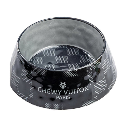 Black Checker Chewy Vuiton Bowl - Medium