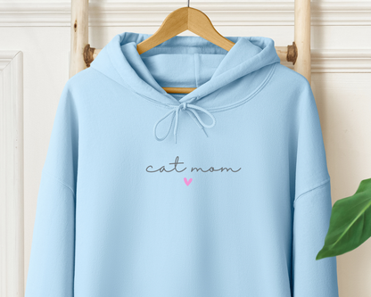 Cat Mom (Heart) Hoodie, Light Blue