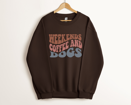 Weekends, Coffee And Dogs Sweatshirt, Dark Chocolate