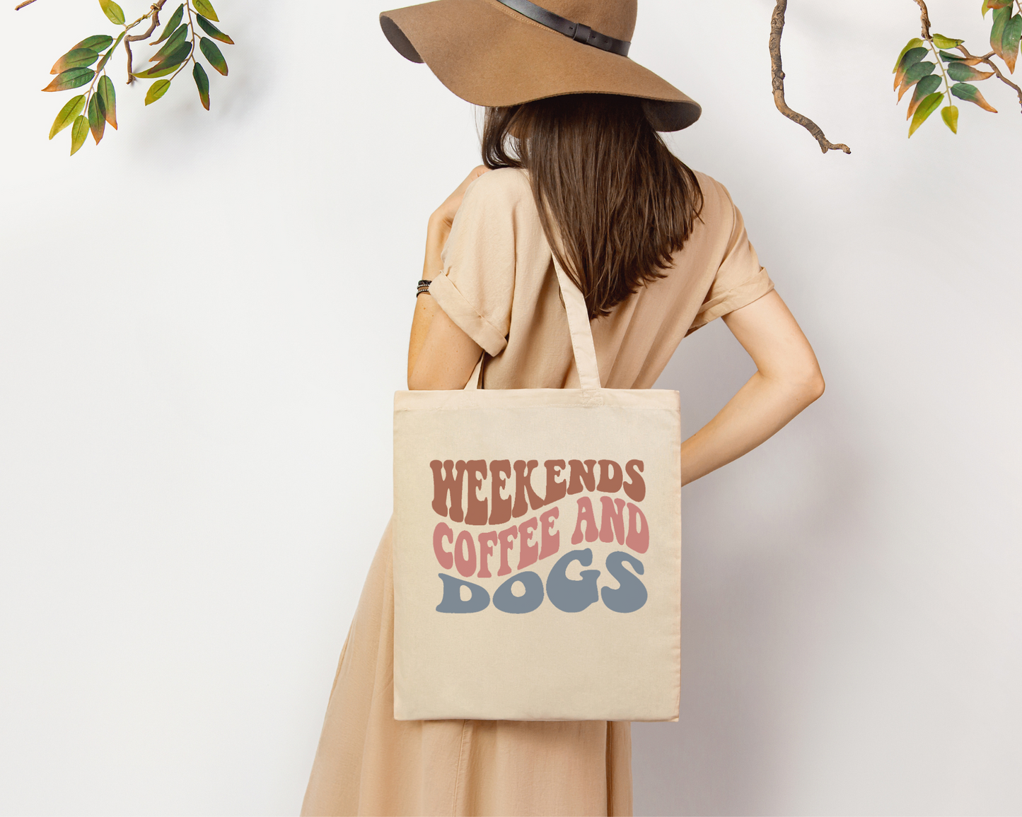 Canvas Cotton Tote - Weekends, Coffee And Dogs