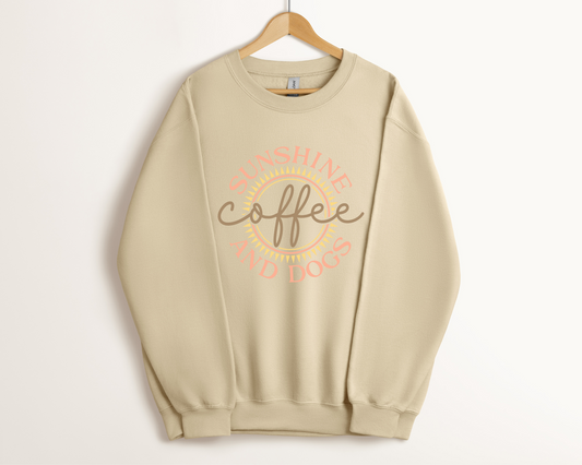 [Clearance 10%] Sunshine, Coffee & Dogs Crewneck Sweatshirt, Sand