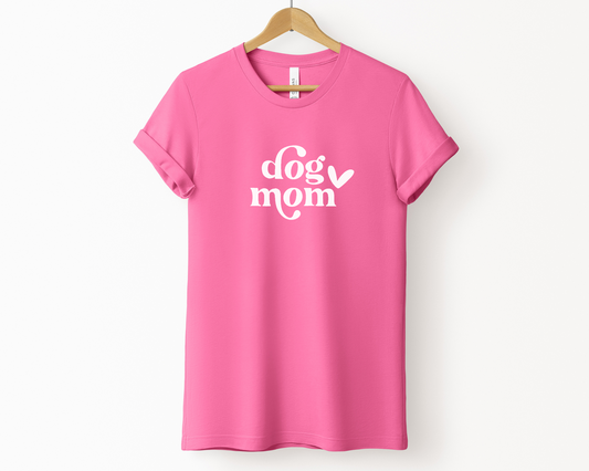 Dog Mom Crewneck T-shirt, Charity Pink