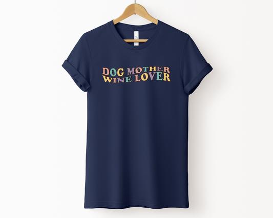 [20% OFF] Dog Mother Wine Lover Crewneck T-shirt, Navy