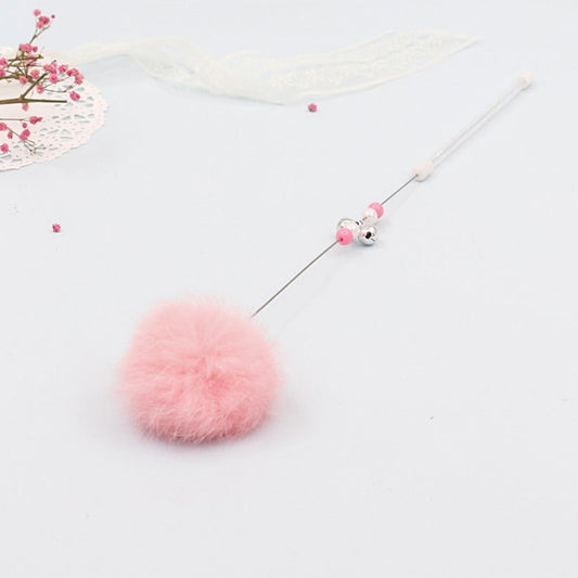 Colorful Pom-Pom Cat Teaser Wand, Pink