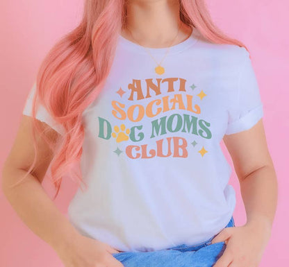 [30% OFF] Anti Social Dog Moms Club Crewneck Dog Lover T-shirt