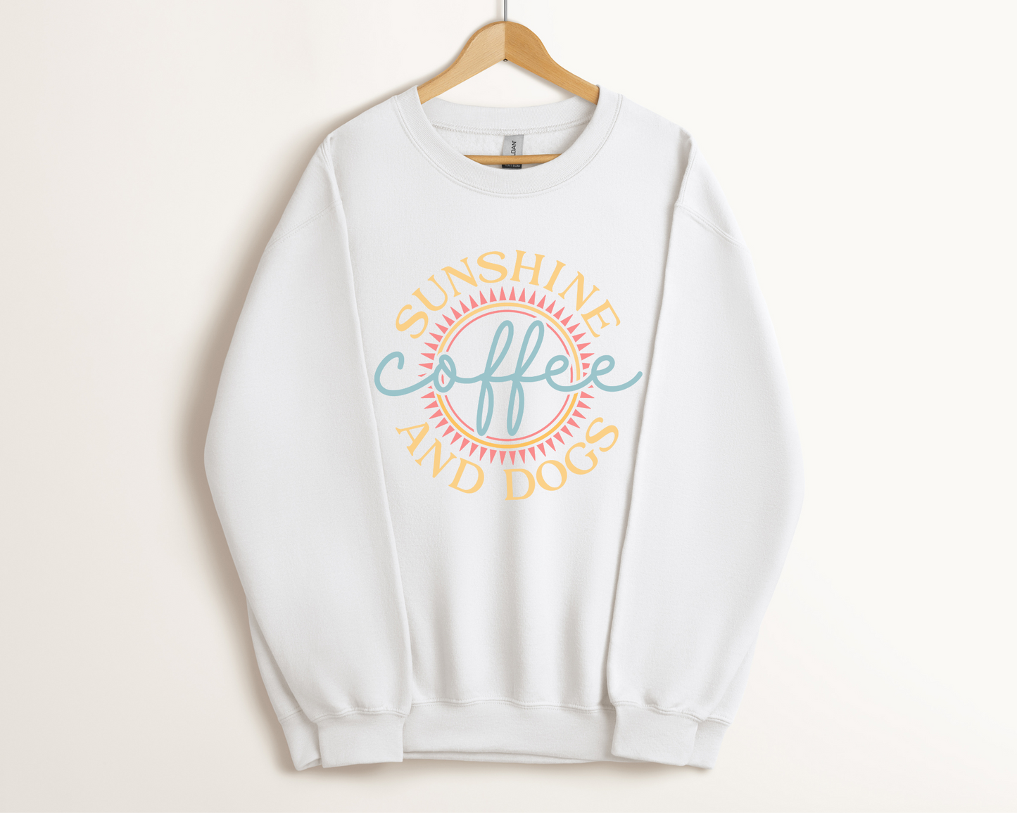 [30% OFF] Sunshine, Coffee & Dogs Crewneck Sweatshirt, White