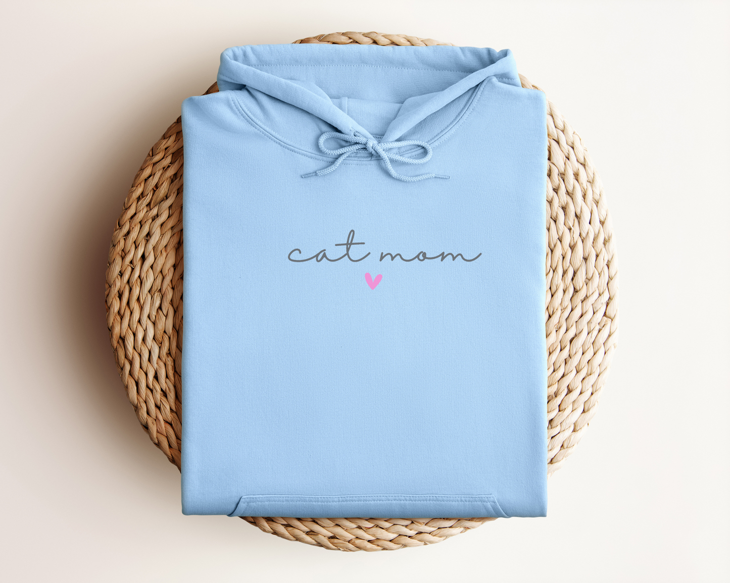 Cat Mom (Heart) Hoodie, Light Blue