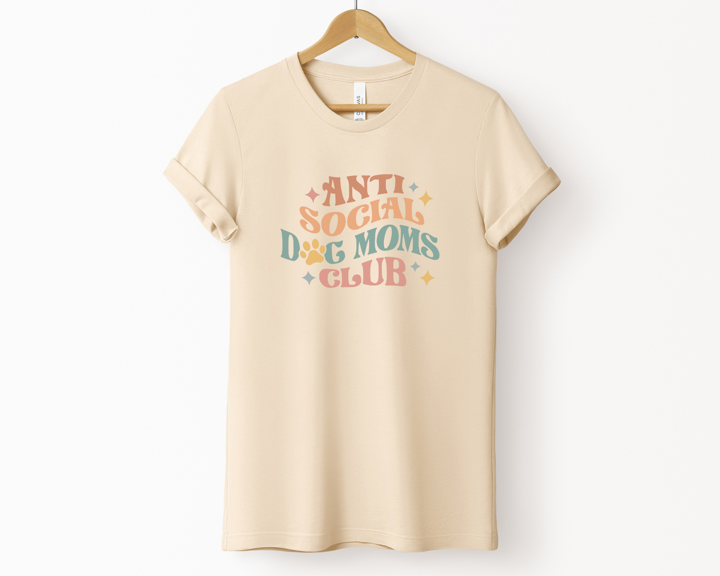 Anti Social Dog Moms Club T-shirt, Soft Cream