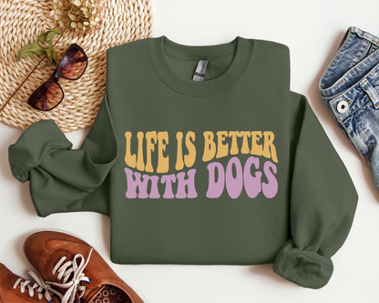 [20% OFF] Life Is Better With Dogs Sweatshirt, Military Green