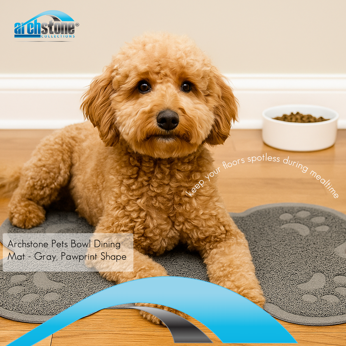 Dining mat for pets - Gray, Bone Shape
