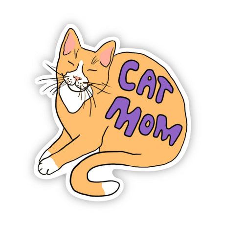 Cat Sticker -  Cat Mom Purple Lettering
