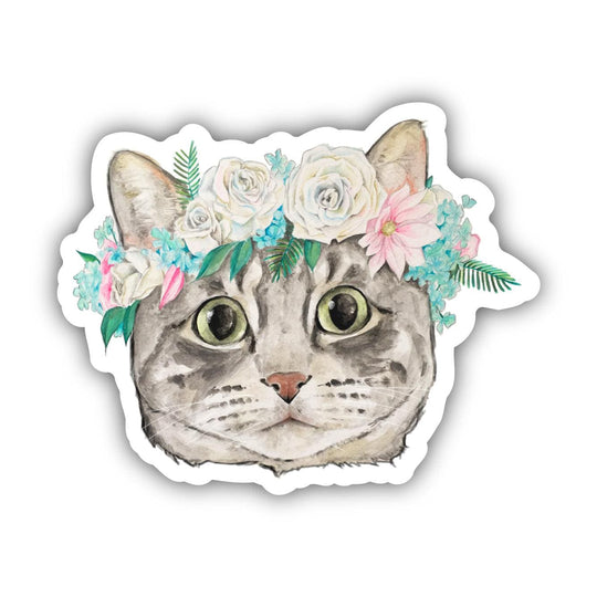 Cat Sticker - Cat with Flower Crown