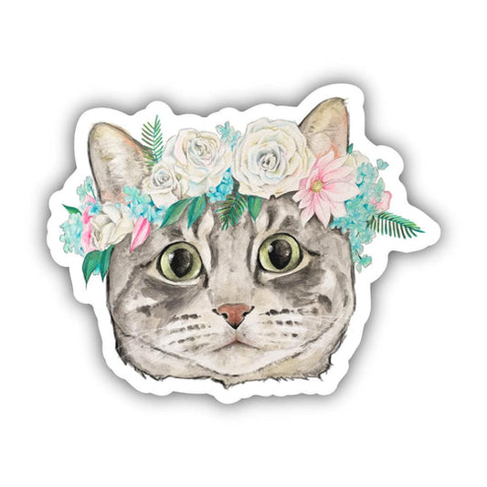 Cat Sticker - Cat with Flower Crown