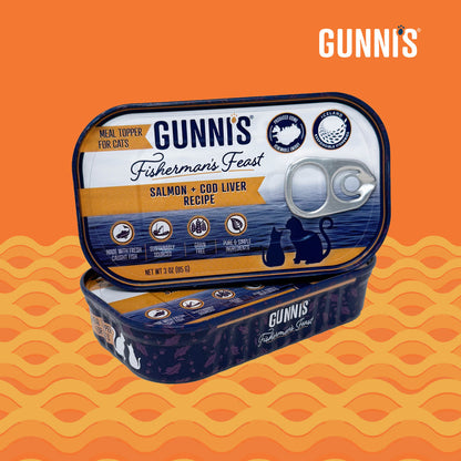 Gunni's Salmon & Cod Liver recipe food topper for Cats 3oz