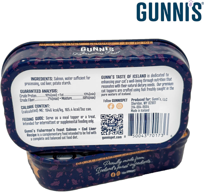 Gunni's Salmon & Cod Liver recipe food topper for Cats 3oz
