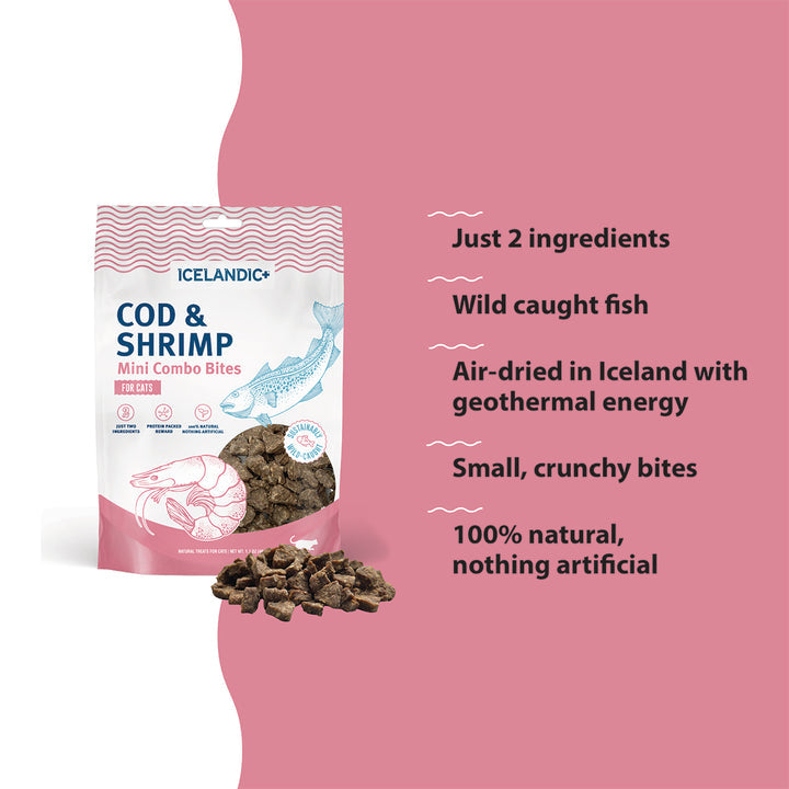 Icelandic+ Cod & Shrimp Mini Combo Bites Treats for Cats