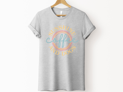 Sunshine, Coffee and Dogs Crewneck T-shirt, Heather Grey