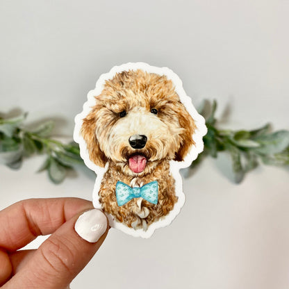 Dog Sticker - Goldendoodle With Bow Tie