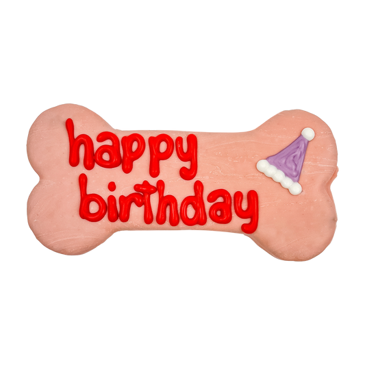 Pink Happy Birthday 8" Bone, Prepackaged