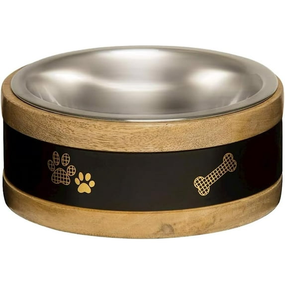 Indipets Wooden Ring w/ Metal Plate Paw Black