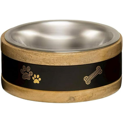 Indipets Wooden Ring w/ Metal Plate Paw Black