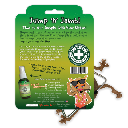 Jump 'n' Jamb - Get The Monkey Off Your Back - Refillable Catnip Swinging Toy