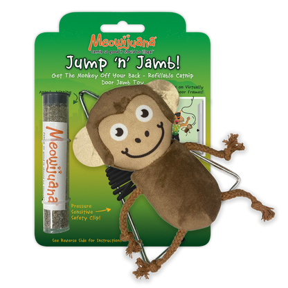 Jump 'n' Jamb - Get The Monkey Off Your Back - Refillable Catnip Swinging Toy