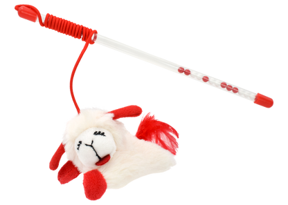 Multipet Lamb Chop Wand w/ Refillable Catnip Cat Toy