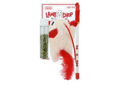 Multipet Lamb Chop Wand w/ Refillable Catnip Cat Toy