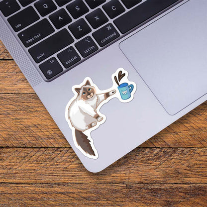 Cat Sticker - Cat Knocking Over Coffee